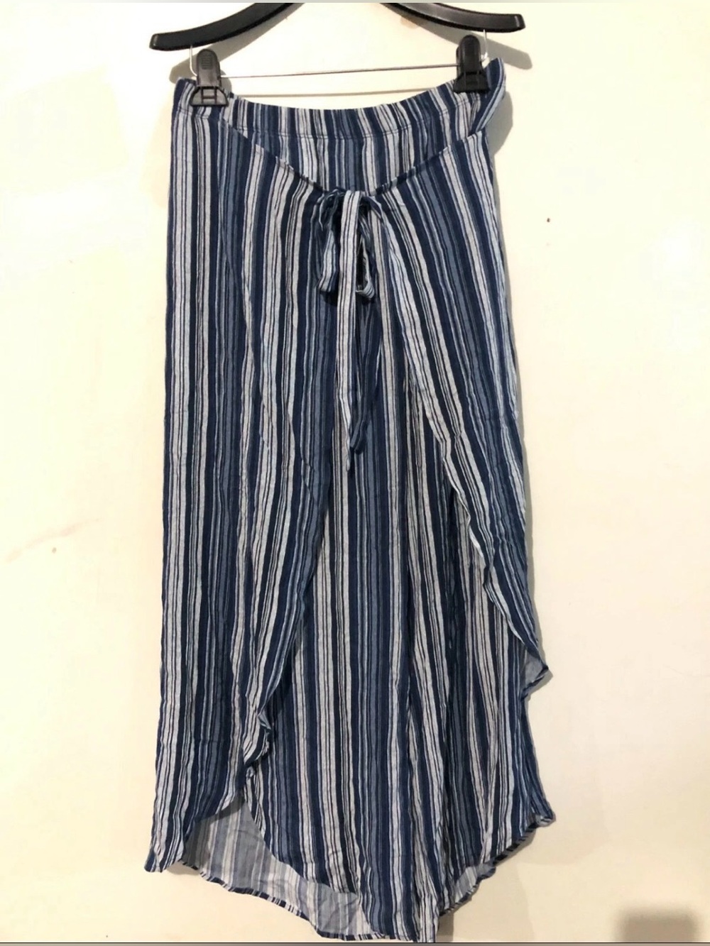 By & By Blue Striped Wrap Palazzo Pants Size XL